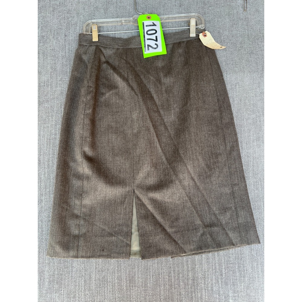Vintage Jax Pencil Skirt Women 12 Brown Heather Pure Virgin Wool Blend Back Vent